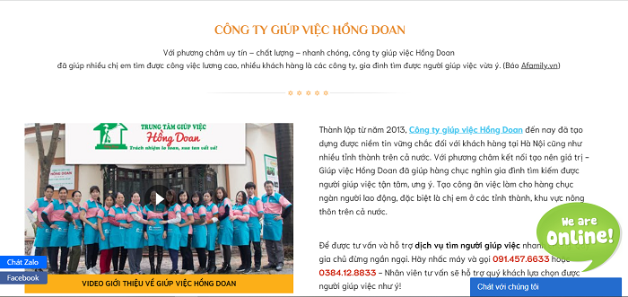 Trang web chính thức của trung tâm giúp việc Hồng Doan 